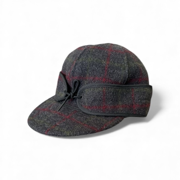 Men’s Stormy Kromer Original Adirondack Plaid Wool Cap with Bow Accent - 6 7/8 - Picture 2 of 14